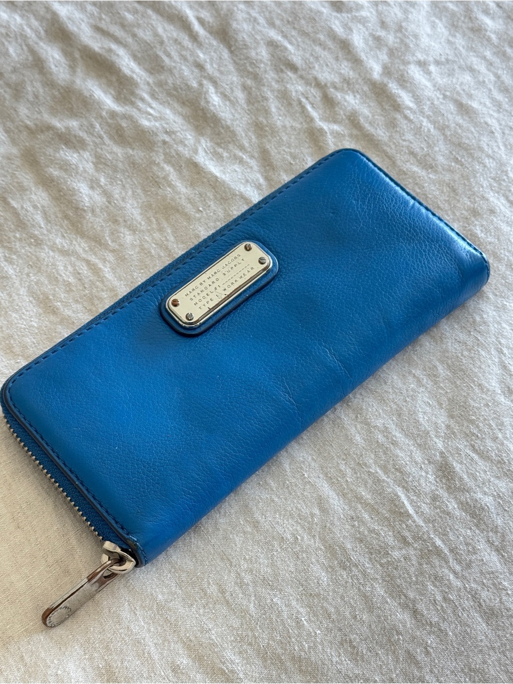 Marc Jacobs Blue Leather Zip Wallet